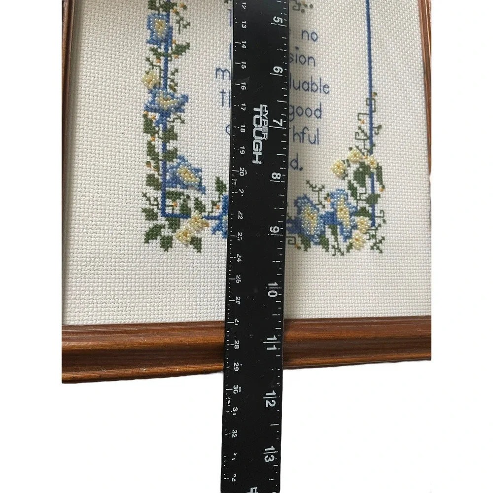 Vintage Framed‎ Beaded Cross Stitch Floral Friend Quote Cottagecore Decor